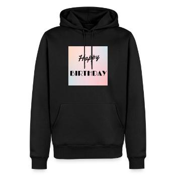GEBURTSTAG, ALLES GUTE ZUM GEBURTSTAG, ALLES GUTE ZUM GEBURTSTAG - Männer Premium Bio Hoodie - Schwarz - Vorne - Nico (187cm)