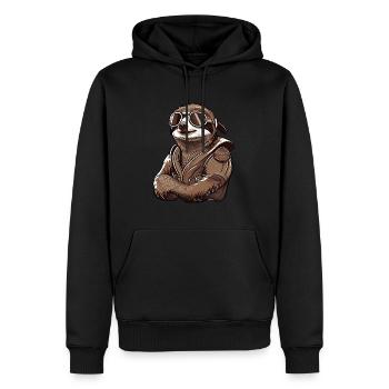 Paresseux avec lunettes d’aviateur - Sweat à capuche Premium bio Homme - noir - Devant - Nico (187cm)