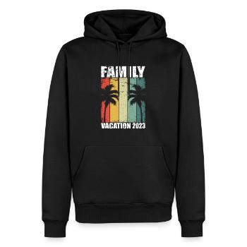 Vintage Familienurlaub 2023 | Urlaubsreisen - Männer Premium Bio Hoodie - Schwarz - Vorne - Nico (187cm)