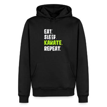 Eat Sleep Karate Repeat | Karate Martial Art - Men’s Premium Organic Hoodie - black - Front - Nico (187cm)
