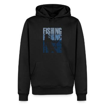 Angeln Vintage Retro | Natur Outdoor-Fischer - Männer Premium Bio Hoodie - Schwarz - Vorne - Nico (187cm)