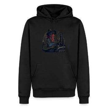 Agriculteur libre - Sweat à capuche Premium bio Homme - noir - Devant - Nico (187cm)