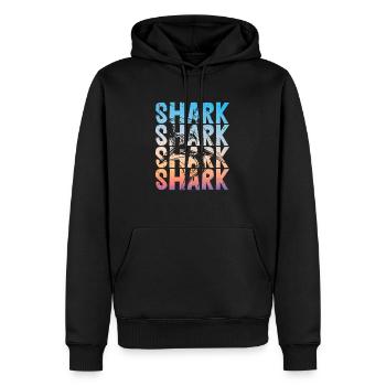 Vintage Hai Sommer | Hai-Liebhaber - Männer Premium Bio Hoodie - Schwarz - Vorne - Nico (187cm)