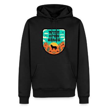 Désert dans un style rétro - Sweat à capuche Premium bio Homme - noir - Devant - Nico (187cm)