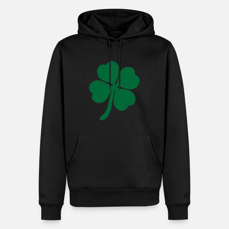 vierblättriges Kleeblatt vierblättrig Glück - Männer Premium Bio Hoodie - Schwarz