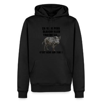Sanglier Glandouille Tranquille Humour Chasse - Sweat à capuche Premium bio Homme - noir - Devant - Nico (187cm)