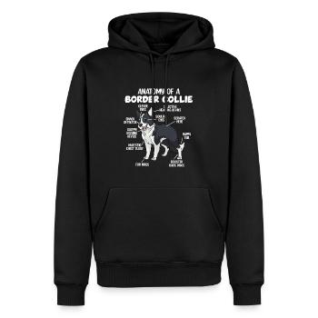Anatomie d’un Border Collie - Sweat à capuche Premium bio Homme - noir - Devant - Nico (187cm)