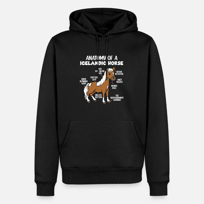 Anatomie d’un cheval islandais - Sweat à capuche Premium bio Homme - noir