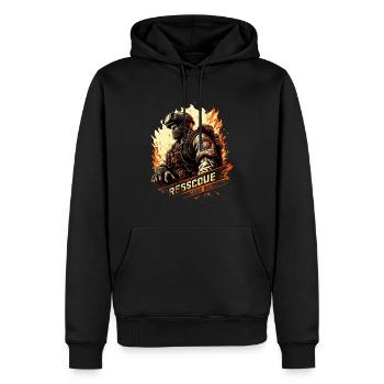 Héros en uniforme - pompier - toujours prêt - Sweat à capuche Premium bio Homme - noir - Devant - Nico (187cm)