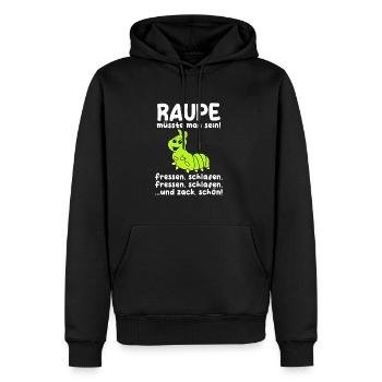 Raupe - Männer Premium Bio Hoodie - Schwarz - Vorne - Nico (187cm)