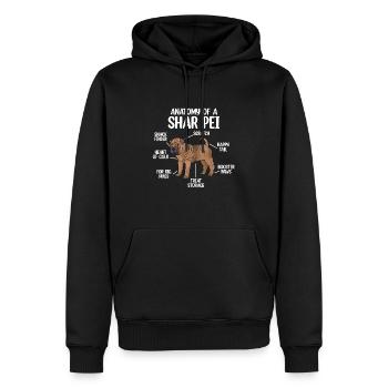 Shar Pei chinois - Sweat à capuche Premium bio Homme - noir - Devant - Nico (187cm)