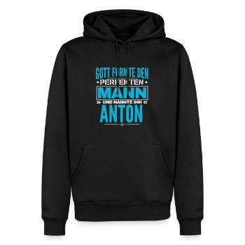 Anton Name Design - Männer Premium Bio Hoodie - Schwarz - Vorne - Nico (187cm)