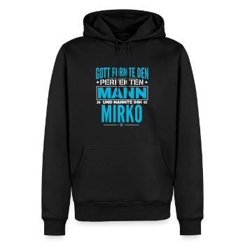 Mirko Name Design - Männer Premium Bio Hoodie - Schwarz - Vorne - Nico (187cm)