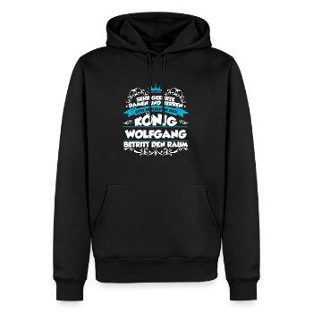 Wolfgang Name Design - Männer Premium Bio Hoodie - Schwarz - Vorne - Nico (187cm)