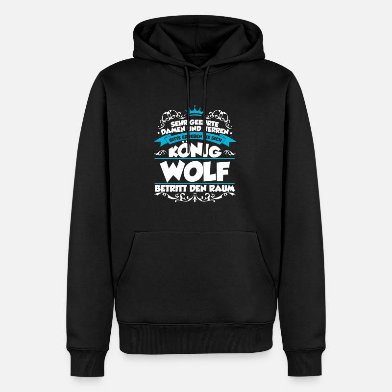 Wolf Name Design - Männer Premium Bio Hoodie - Schwarz