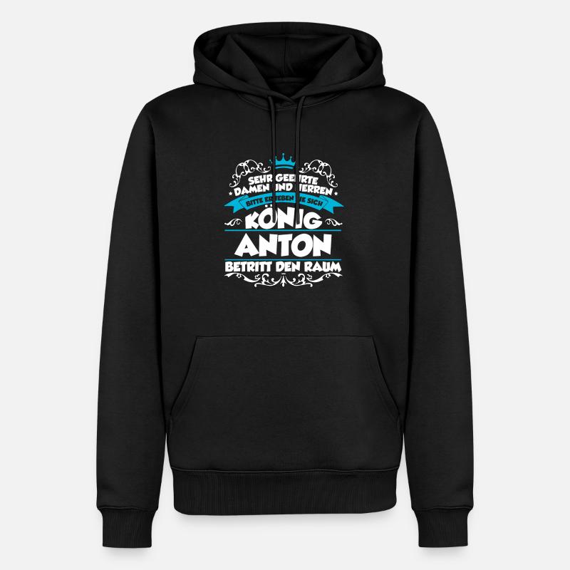 Anton Name Design - Männer Premium Bio Hoodie - Schwarz
