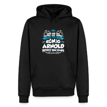 Arnold Name Design - Männer Premium Bio Hoodie - Schwarz - Vorne - Nico (187cm)