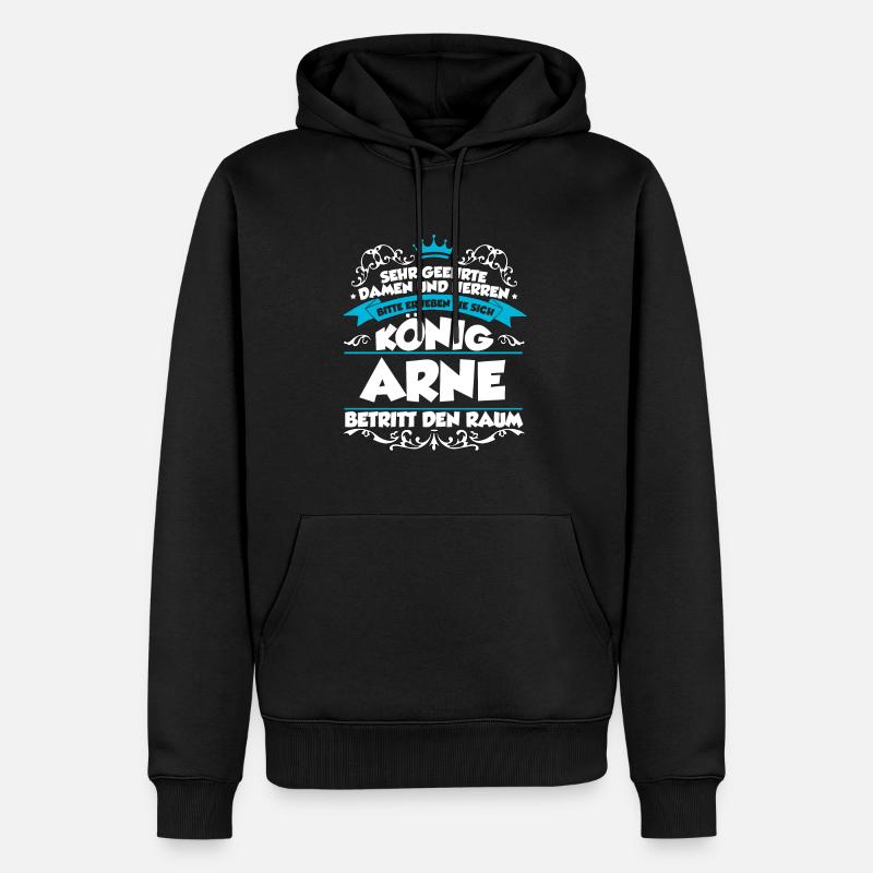 Arne Name Design - Männer Premium Bio Hoodie - Schwarz