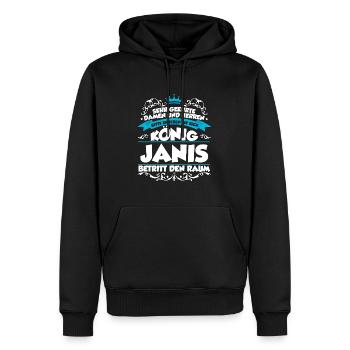 Janis Name Design - Männer Premium Bio Hoodie - Schwarz - Vorne - Nico (187cm)