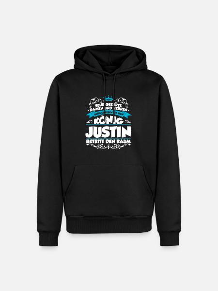Justin Name Design - Männer Premium Bio Hoodie - Schwarz