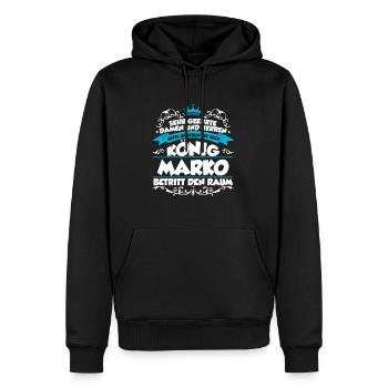Marko Name Design - Männer Premium Bio Hoodie - Schwarz - Vorne - Nico (187cm)
