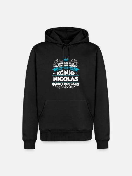 Nicolas Name Design - Männer Premium Bio Hoodie - Schwarz