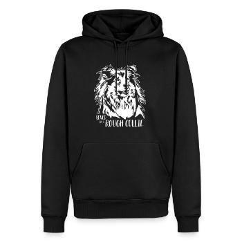 Aimé par un chien Collie rugueux Chien Wilsigns - Sweat à capuche Premium bio Homme - noir - Devant - Nico (187cm)