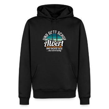 Alfred - Männer Premium Bio Hoodie - Schwarz - Vorne - Nico (187cm)
