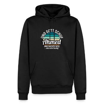 Albert - Männer Premium Bio Hoodie - Schwarz - Vorne - Nico (187cm)