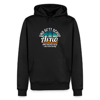 Arthur - Männer Premium Bio Hoodie - Schwarz - Vorne - Nico (187cm)