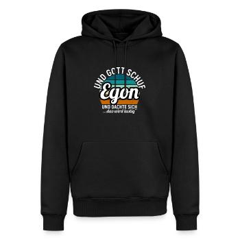 Emil - Männer Premium Bio Hoodie - Schwarz - Vorne - Nico (187cm)