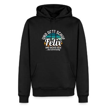Florian - Männer Premium Bio Hoodie - Schwarz - Vorne - Nico (187cm)