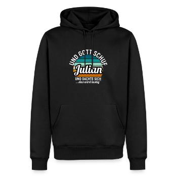 Julian - Männer Premium Bio Hoodie - Schwarz - Vorne - Nico (187cm)