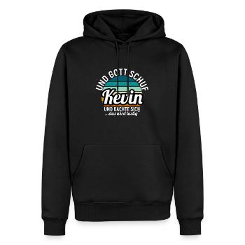 Kevin - Männer Premium Bio Hoodie - Schwarz - Vorne - Nico (187cm)