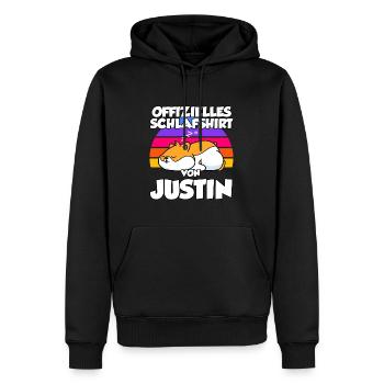 Offizielles Schlafshirt Von Justin - Männer Premium Bio Hoodie - Schwarz - Vorne - Nico (187cm)