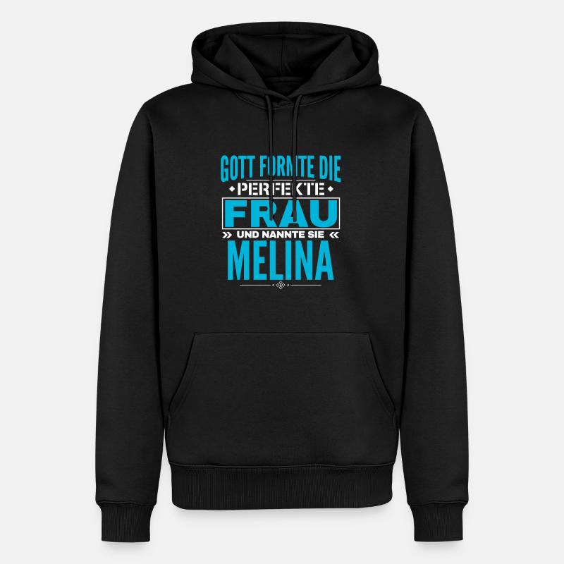 Melina Name Design - Männer Premium Bio Hoodie - Schwarz