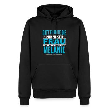 Melanie Name Design - Männer Premium Bio Hoodie - Schwarz - Vorne - Nico (187cm)