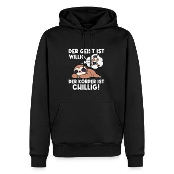 L’ est bien disposé, le corps est froid - Sweat à capuche Premium bio Homme - noir - Devant - Nico (187cm)