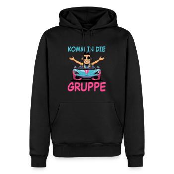 Komm in die Gruppe Meme Design - Männer Premium Bio Hoodie - Schwarz - Vorne - Nico (187cm)