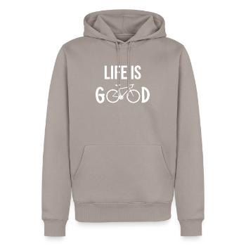 Life is Good - Männer Premium Bio Hoodie - Taupe - Vorne - Nico (187cm)