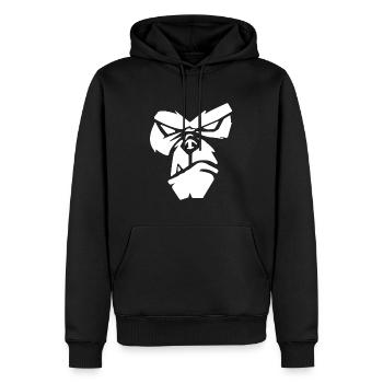 Poker Face | Gorille, Singe, Animaux, Bien-être animal - Sweat à capuche Premium bio Homme - noir - Devant - Nico (187cm)