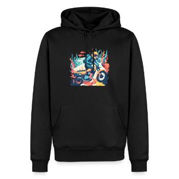 Taucher auf dem Motorrad 1 - Männer Premium Bio Hoodie - Schwarz - Vorne - Nico (187cm)