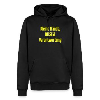 Kleine Hände, riesige Verantwortung Eltern-Spruch - Männer Premium Bio Hoodie - Schwarz - Vorne - Nico (187cm)