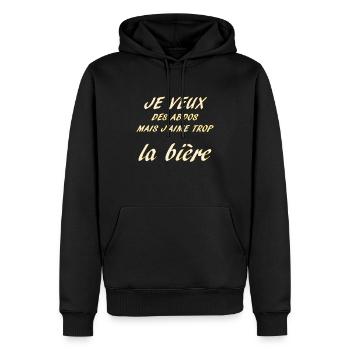 la biere - Sweat à capuche Premium bio Homme - noir - Devant - Nico (187cm)