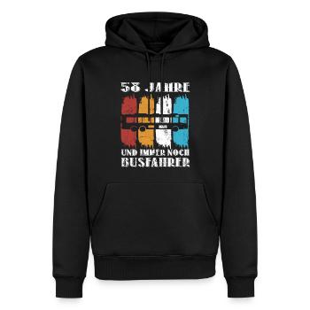 Busfahrer 58 Jahre Busfahren 58 Geburtstag - Männer Premium Bio Hoodie - Schwarz - Vorne - Nico (187cm)