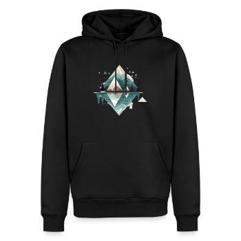 Montagnes minimalistes - Sweat à capuche Premium bio Homme - noir - Devant - Nico (187cm)