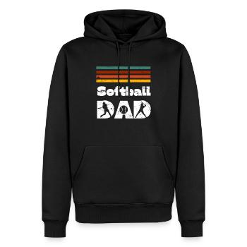 Retro Softball Papa Vatertag Familie Matching Pla - Männer Premium Bio Hoodie - Schwarz - Vorne - Nico (187cm)