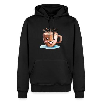 Kakao Wasserfarben Zeichnung - Männer Premium Bio Hoodie - Schwarz - Vorne - Nico (187cm)