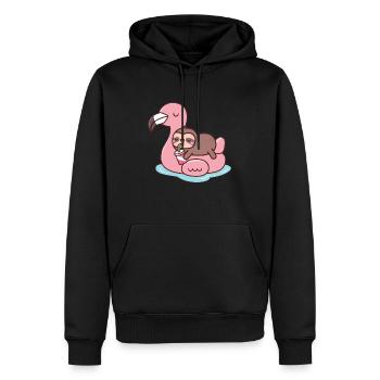 Chilling Flamingo Faultier Strand T-Shirt - Männer Premium Bio Hoodie - Schwarz - Vorne - Nico (187cm)