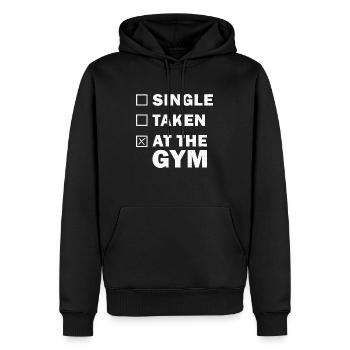 Single taken at the gym - Sweat à capuche Premium bio Homme - noir - Devant - Nico (187cm)